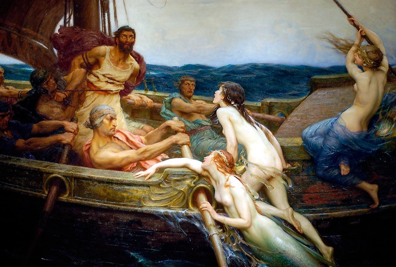 Ulise si sirenele, pictura de Herbert James Draper, sursa Wikipedia.