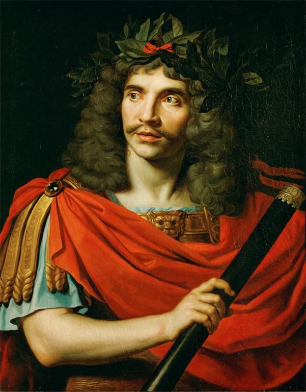 Molière în rolul lui Cezar.  Pictură de Pierre Mignard, sursă Wikipedia.